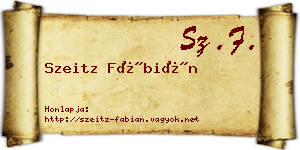 Szeitz Fábián névjegykártya